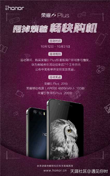 华为手机后面有温馨提示吗:荣耀6 Plus成为网购小鲜肉(转载)